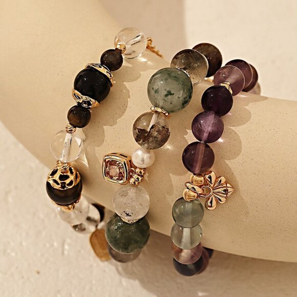 🌿 Artisan Original Design Green Phantom "Garden" Quartz & Pearl Bracelet | S925 - Picture 6 of 8